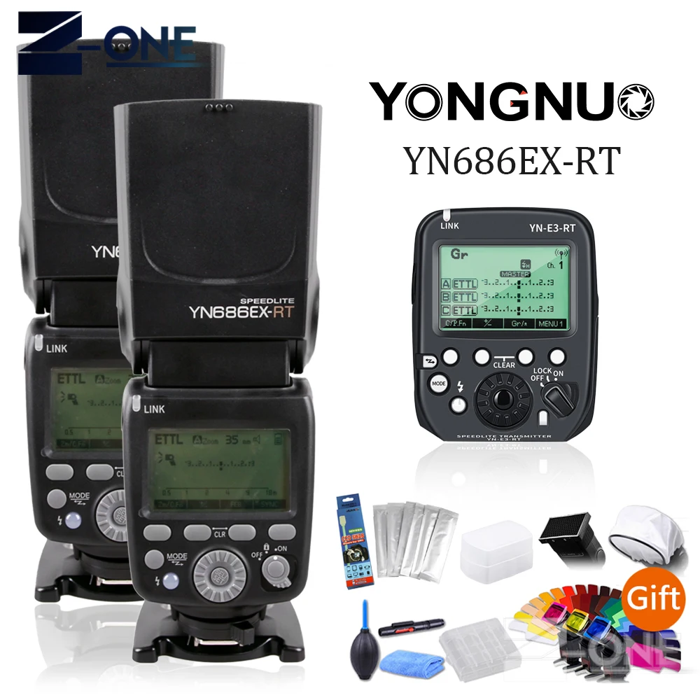 YONGNUO 2 шт. YN686EX RT 4G TTL HSS Вспышка Speedlite + YN E3 контроллер для Canon 5DIV 5D3 5D2 7D Mark II 6D 1D X II|flash