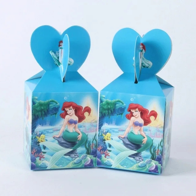 Mermaid 12 шт./лот, супер герой, Мститель, Микки, Минни, мультяшная коробка для конфет на день рождения, декор для детского душа, Детские коробки для подарков, принадлежности - Цвет: Mermaid