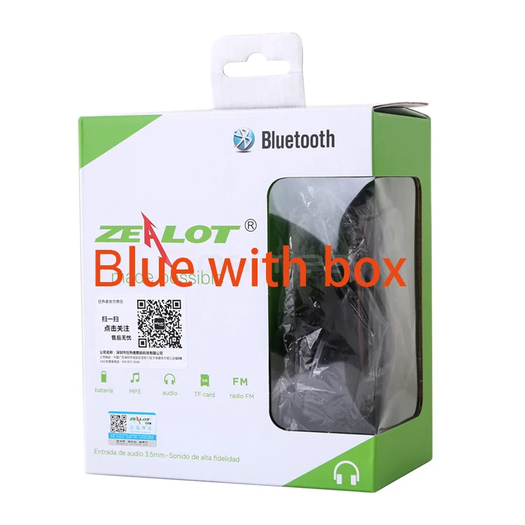 Blue with box ZEALOT B570, Bluetooth гарнитура с глубоким басом, FM радио, Hi-Fi, шумоподавление, беспроводные стерео музыкальные наушники с микрофоном, светодиодный экран - Цвет: Blue with box