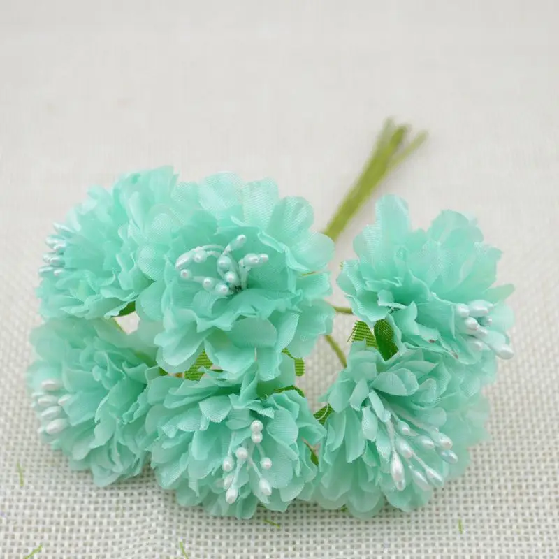 6 шт. искусственные шелковые цветы бутон с тычинками букет для дома и сада