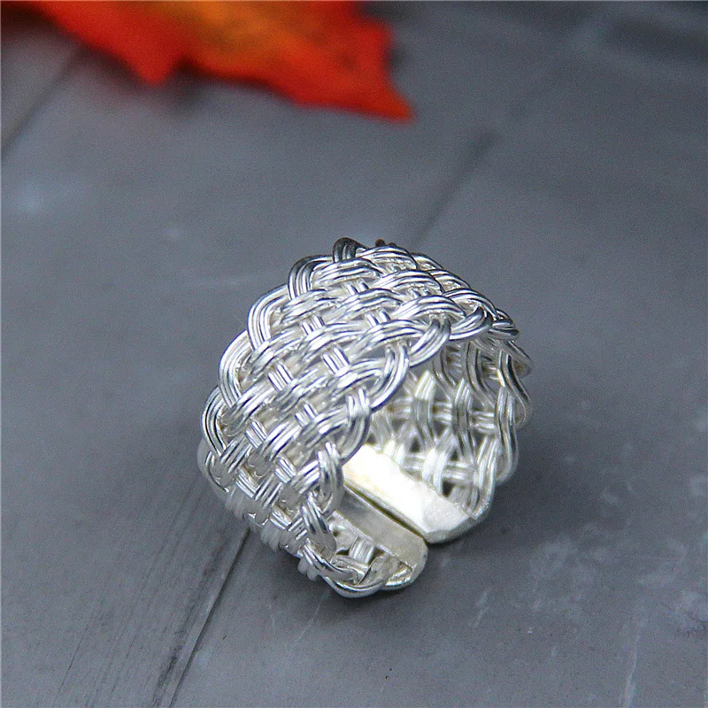 

Chiang Mai Handmade Jewelry Thailand Thai Silver S925 Sterling Silver Braided Open Ended Ring Send Female Friends