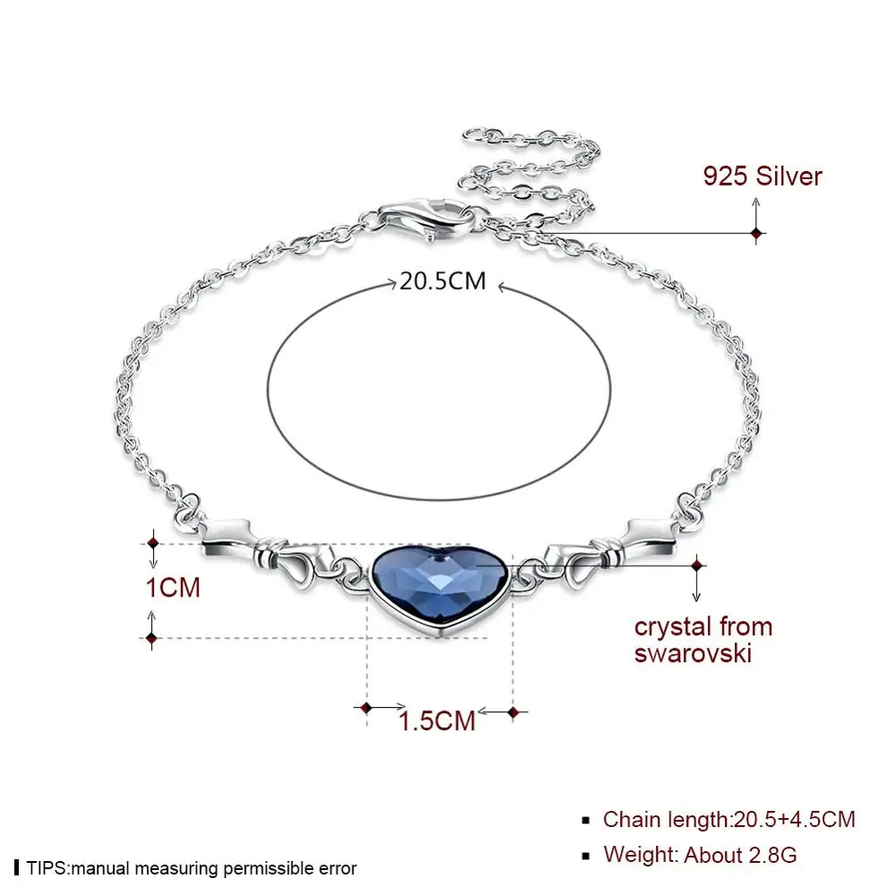Женские браслеты из серебра 925 пробы дружбы с роскошными кристаллами в виде