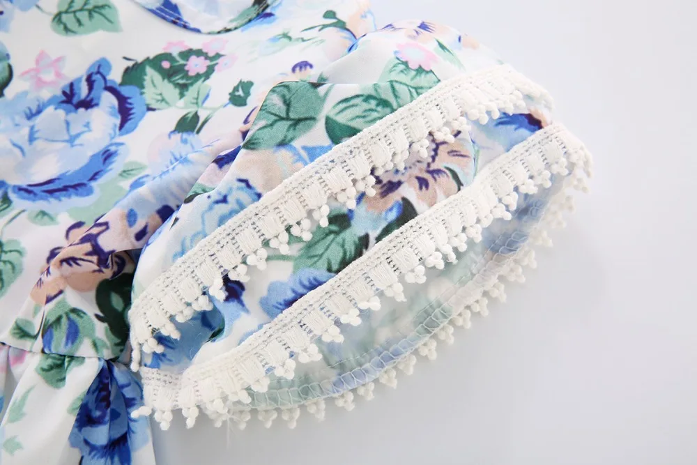 Платья с цветочным принтом для маленьких девочек одежда детей кружевные