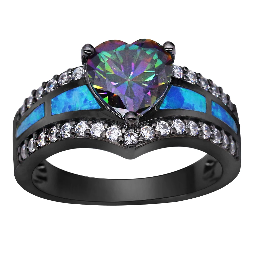 Женское кольцо с черным покрытием и фианитом|cubic zirconia ring|fashion rings for womenrings women |