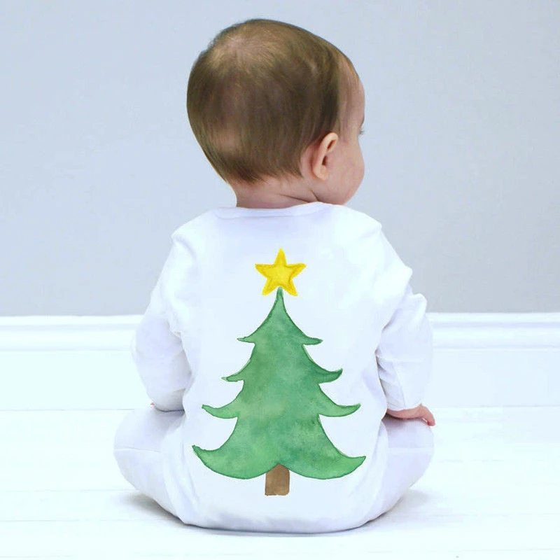 Детский хлопковый комбинезон Рождественский с длинными рукавами для