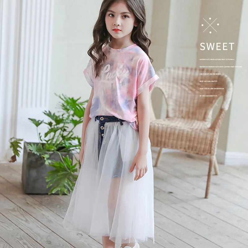 Коллекция 2019 года летние наряды для девочек комплект одежды маленьких топ с