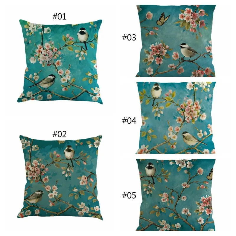 45*45 см подушки с птицами Декор для дома или автомобиля бабочка Almofada /Coussin/льняные