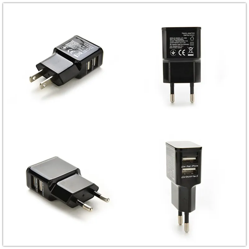 Зарядное устройство с двойным USB разъемом для мобильного телефона EU/US зарядное