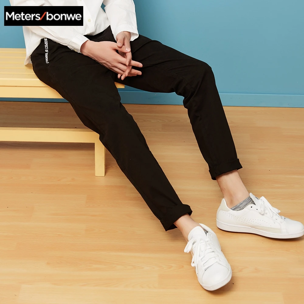 METERSBONWE черные мужские брюки длинные деловые повседневные шикарные штаны для бега