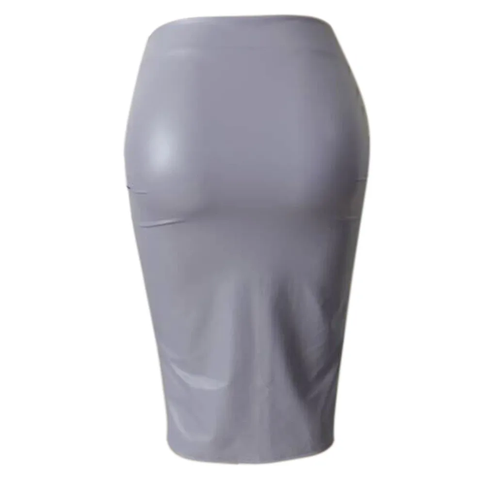 Новая летняя юбка из искусственной кожи с высокой талией повседневные