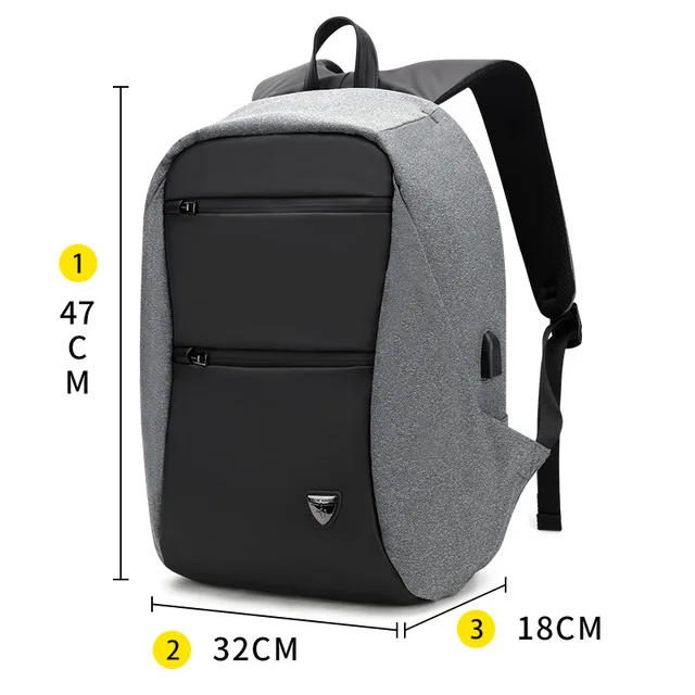 ARCTIC HUNTER 00207 модный рюкзак с защитой от кражи, мужской рюкзак для ноутбука, 15,6 дюймов, водонепроницаемый рюкзак с зарядкой через usb для путешествий, рюкзаки для подростков - Цвет: no lock gray
