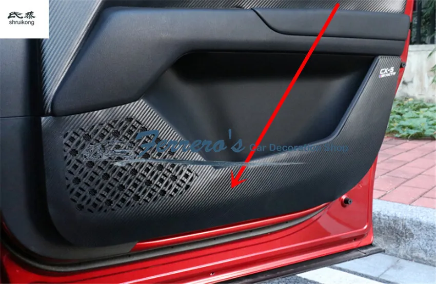 4 шт./лот, для- MAZDA CX-5 CX5 CX 5, углеродное волокно, ПУ кожа, автомобильные наклейки, защита двери, защита от ударов, автомобильные аксессуары
