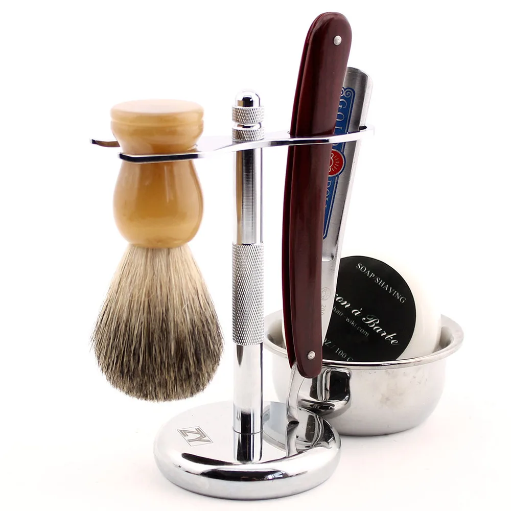 Straight Edge Стали Парикмахерская Бритвы Золотой Доллар 200 Ручкой Смолы Барсук Кисть