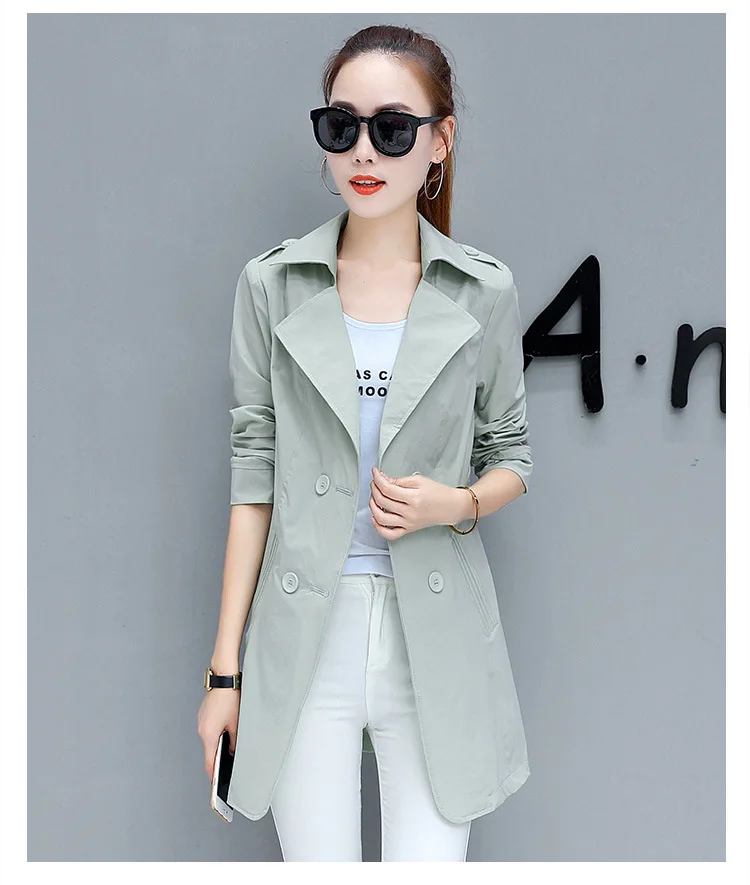 Женское облегающее пальто длинное двубортное в Корейском стиле осенняя верхняя