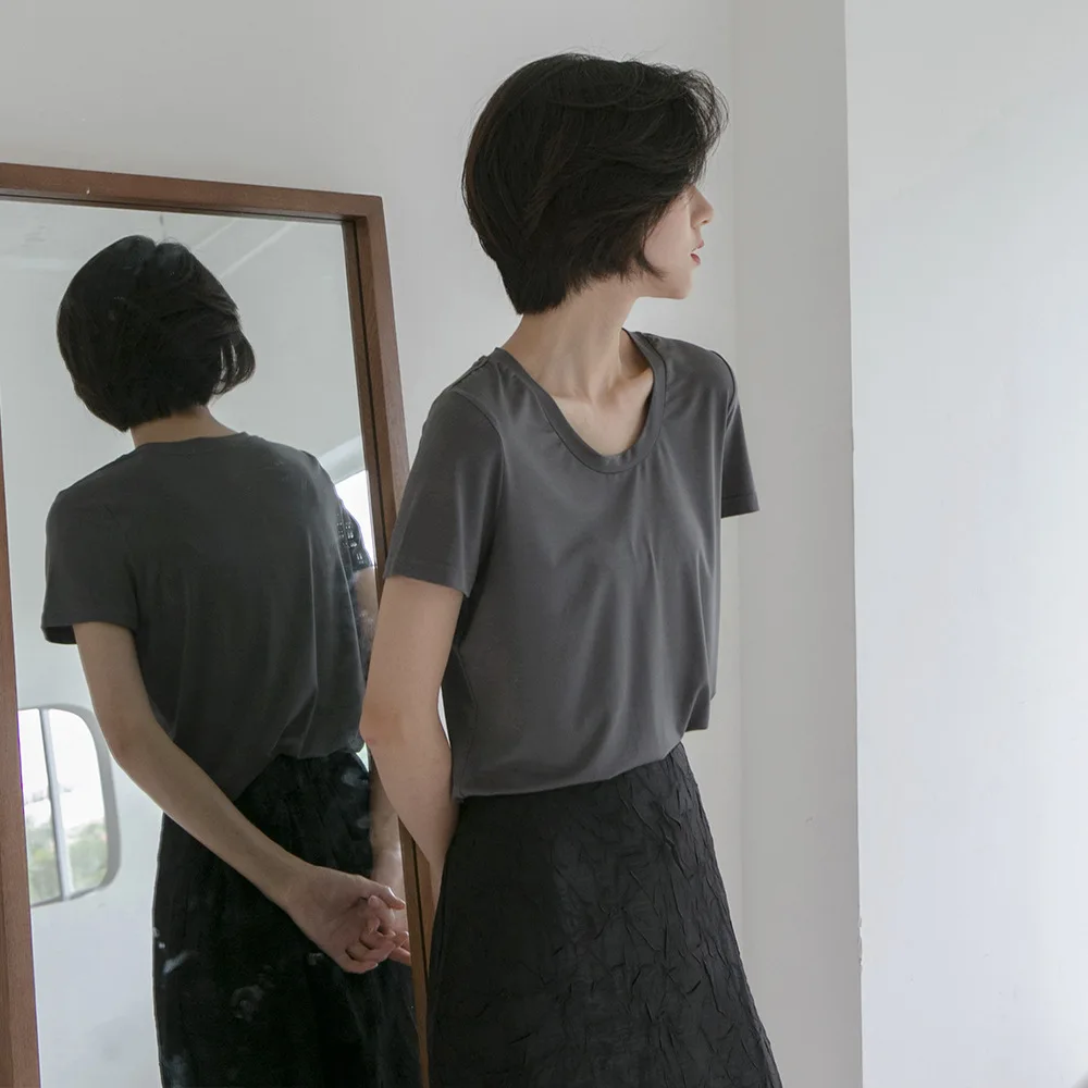 

women basic t-shirts 100% cotton tops summer