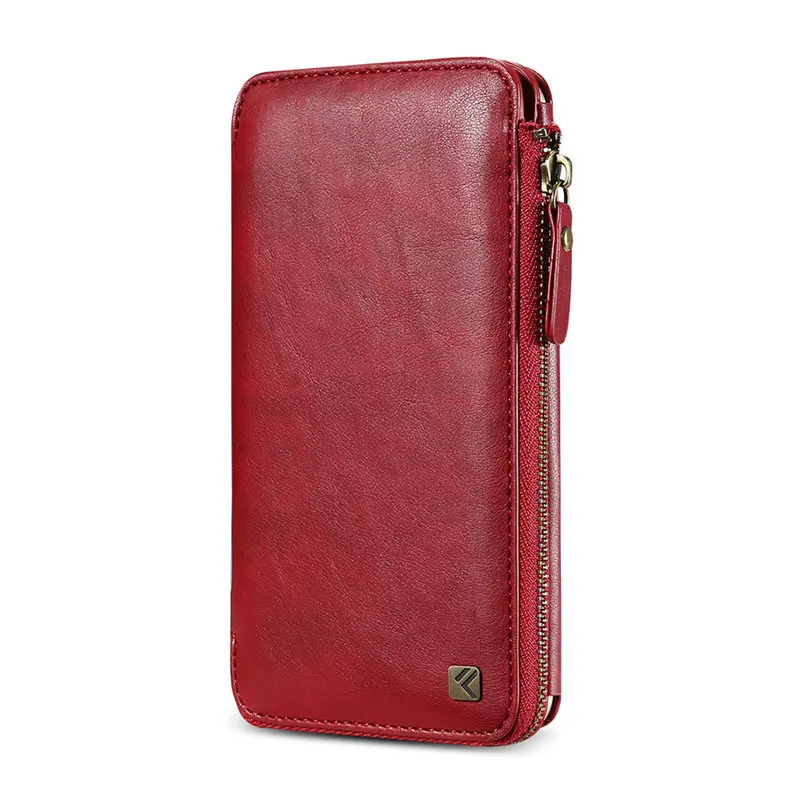Red Многофункциональный чехол-кошелек FLOVEME для iPhone 6, 6 S, 7, 6, 6S Plus, 7 Plus, чехол из искусственной кожи на молнии, чехол-сумочка для iPhone 6, 6 S, 7 - Цвет: Red