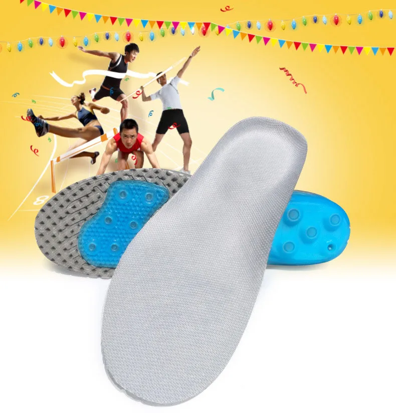 Unisex Sport Insoles Foot Care For Plantar Fasciitis Orthopedic Massaging Shoe Inserts Shock Absorption Basketball Shoe Pad