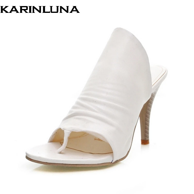 Karinluna/ г.; большие размеры 34-43; высококачественные летние туфли-лодочки без задника; женская обувь; пикантные вечерние женские туфли на высоком тонком каблуке