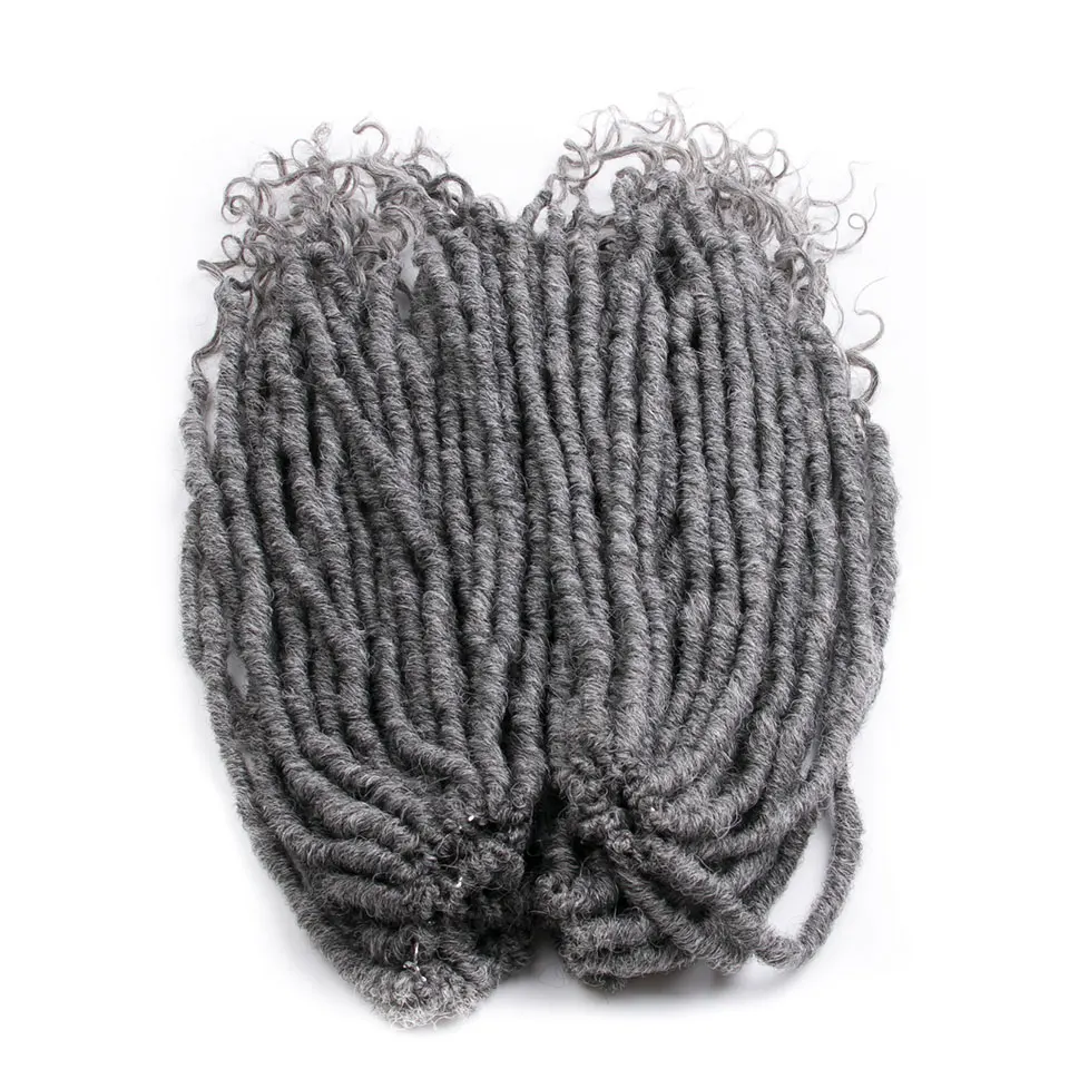 # Серый Mokogoddess вязание крючком волосы для наращивания Faux locs вьющиеся плетеные пряди плетение волос оптом синтетические волосы Омбре косы - Цвет: # Серый