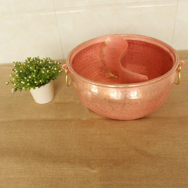 Горшок ручной работы из чистой меди Yuanyang горячий горшок с двумя вкусами густой