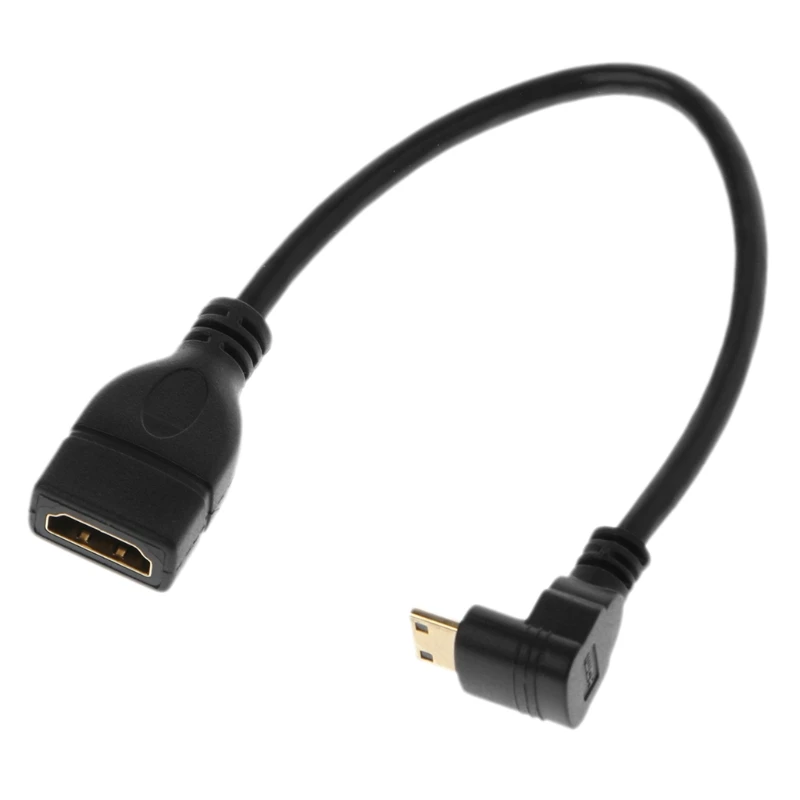 90 градусов угловой мини-usb HDMI Мужской к HDMI Женский удлинитель Кабель для передачи данных 21 см