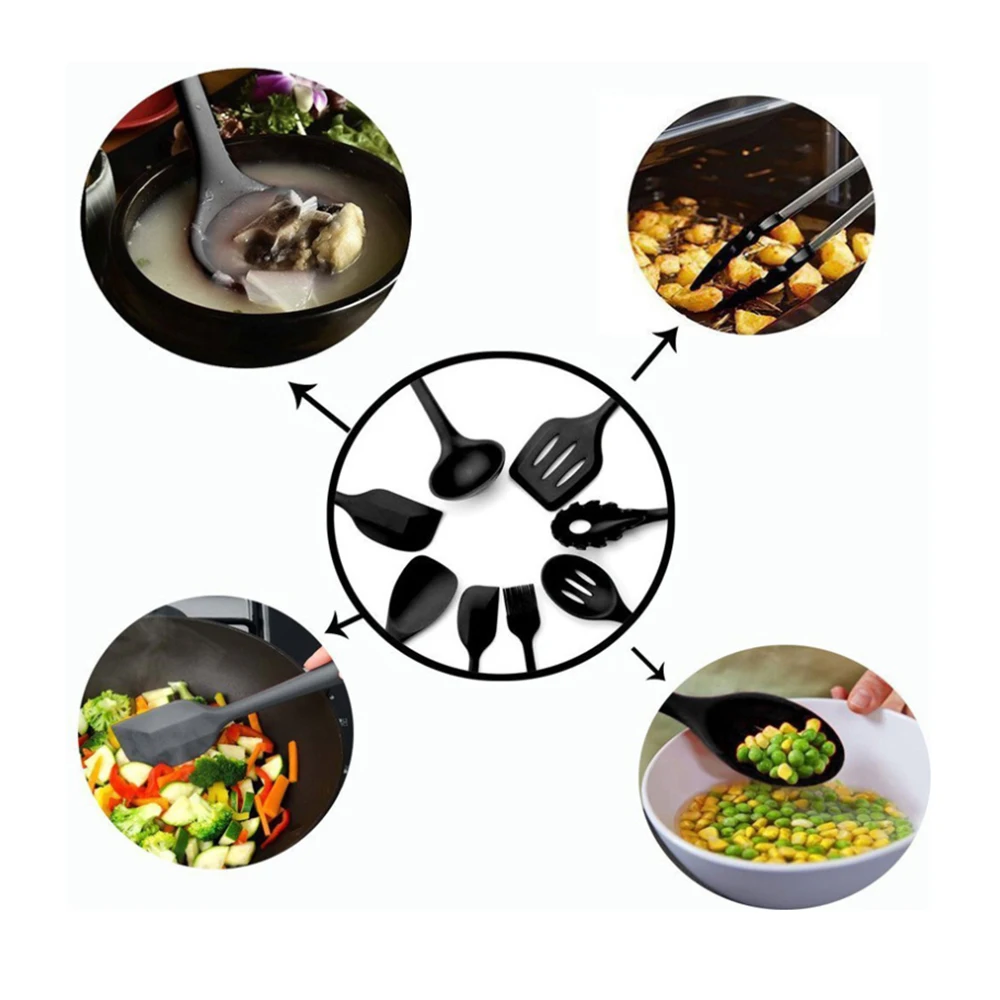 Высококачественный силиконовый кухонный набор из 10 предметов кухонной утвари