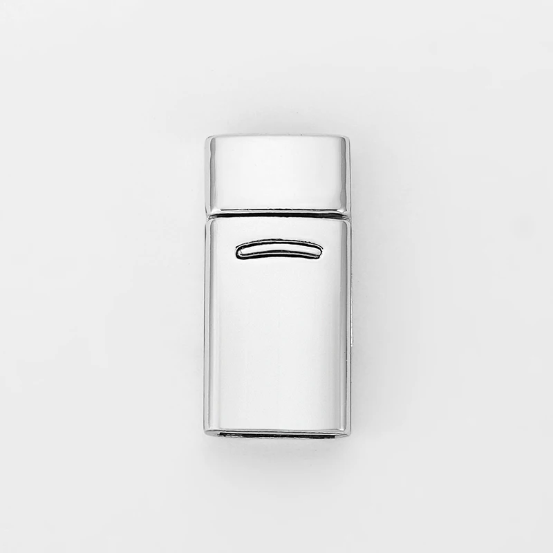 Комплект из 3 вещей с блестящим серебряным корпусом Подвески плоский магнитный съемник для жестких бирок для электронного отслеживания товара, застежка на 10x2 мм плоского кожаного ремешка на браслет, соединительное устройство, ювелирная работа, украшения своими руками, Материал