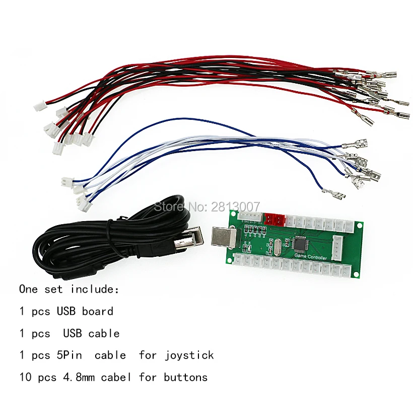 DIY Нулевая задержка Аркада USB кодер для ПК PS3 Raspberry Pi Android USB кабель кодер доска+ кнопки Провода Кабели - Цвет: set 2