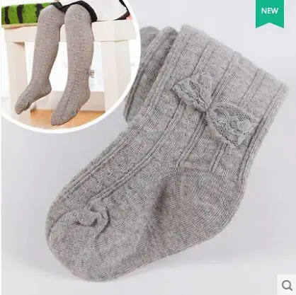 Весенне осенние колготки для девочек детские вязаные с милым бантом детей 0 4