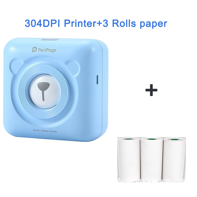 PeriPage 304 dpi Мини Bluetooth принтер фото Портативный фотопринтер для мобильного телефона iOS Android - Цвет: 304 Printer 3 Papers