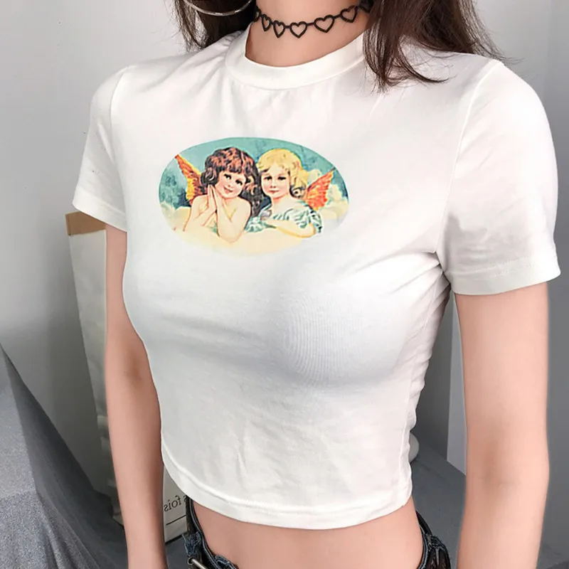 

Women Short T-Shirt Navel O Neck Sexy Casual T-shirt Women Summer Street Wear Tops
