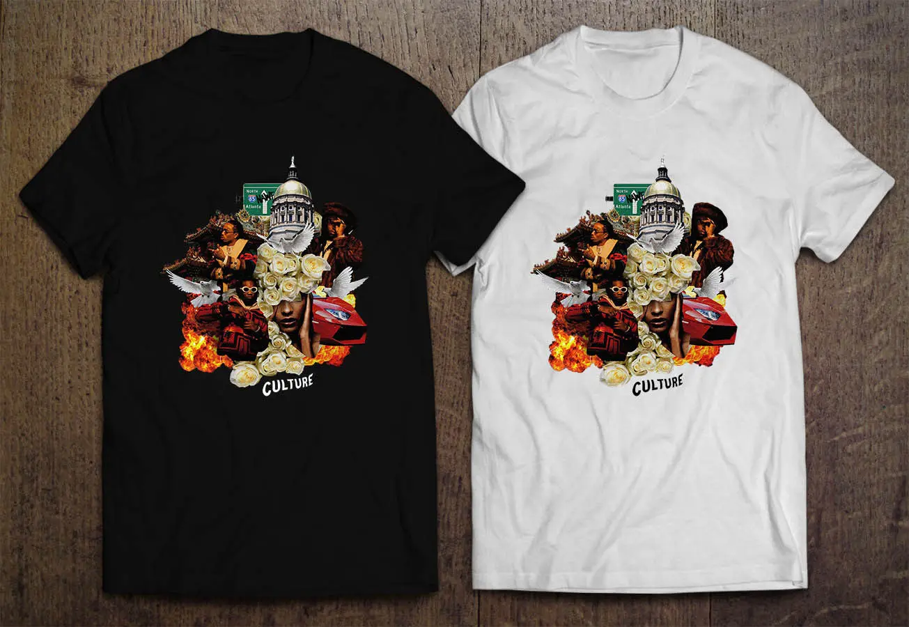 Футболка Migos Culture Rap в стиле хип хоп мужская черно белая футболка модная Свободная