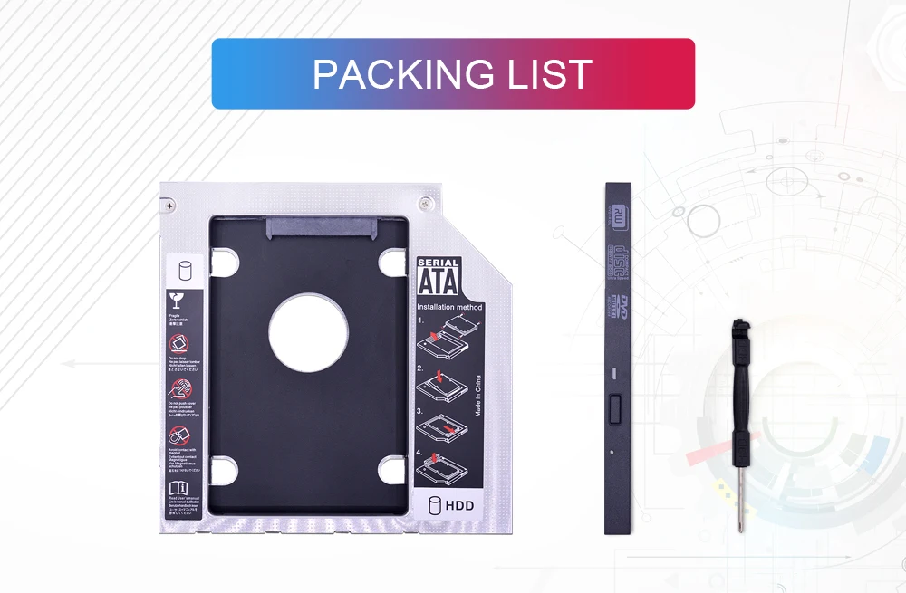 CHIPAL Алюминий Optibay 2nd HDD Caddy 9,5 мм SATA 3,0 коробка для жесткого диска корпус Dual светодиодный 7 мм, 9 мм, 2,5 SSD 2 ТБ для ноутбука CD/DV