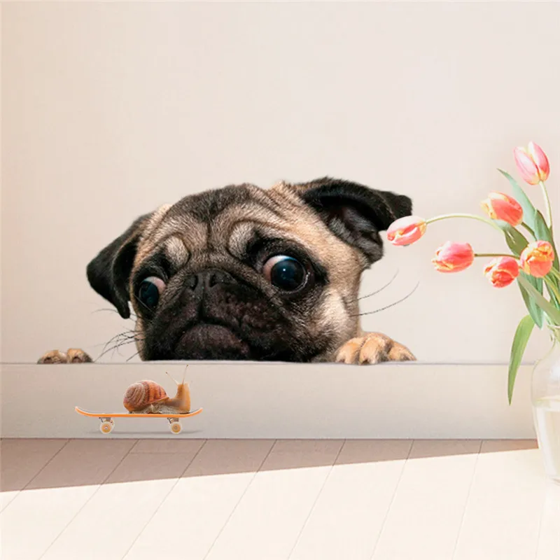 3d vivid dog настенная наклейка ванная комната туалет компьютер домашний декор