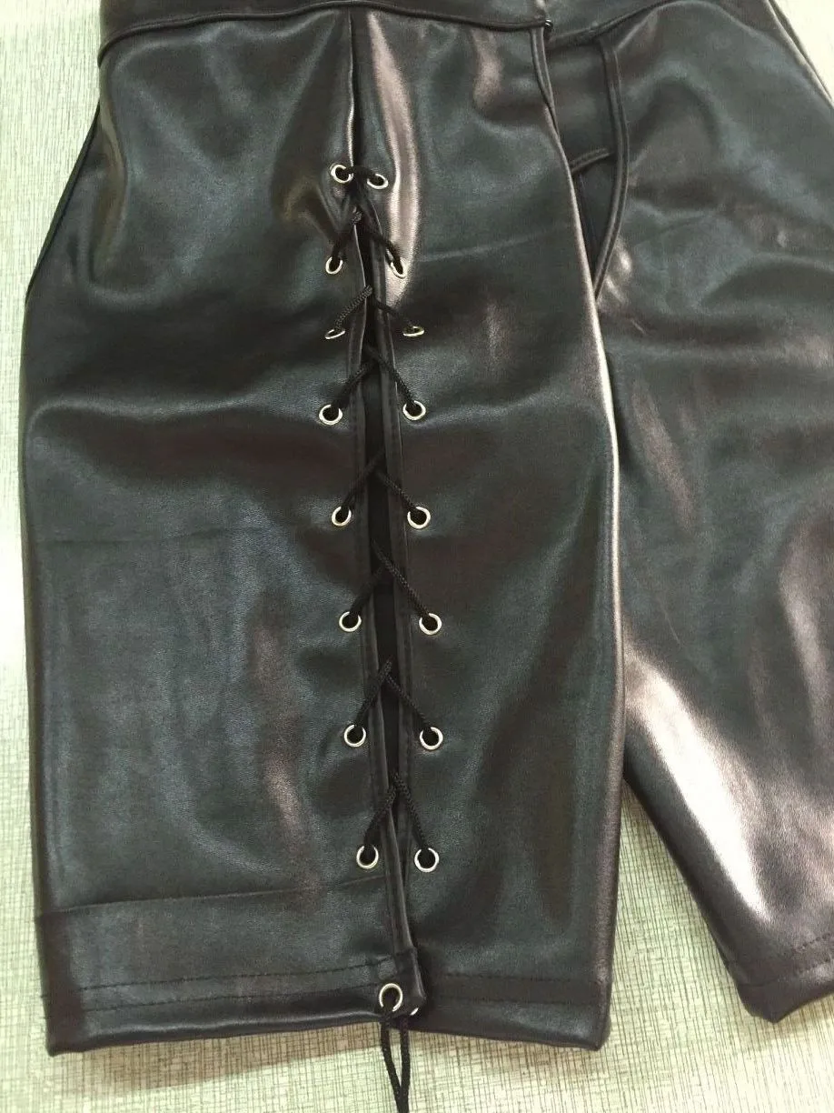 Новинка 2017 сексуальные гей мужские Леггинсы с открытой промежностью латексные