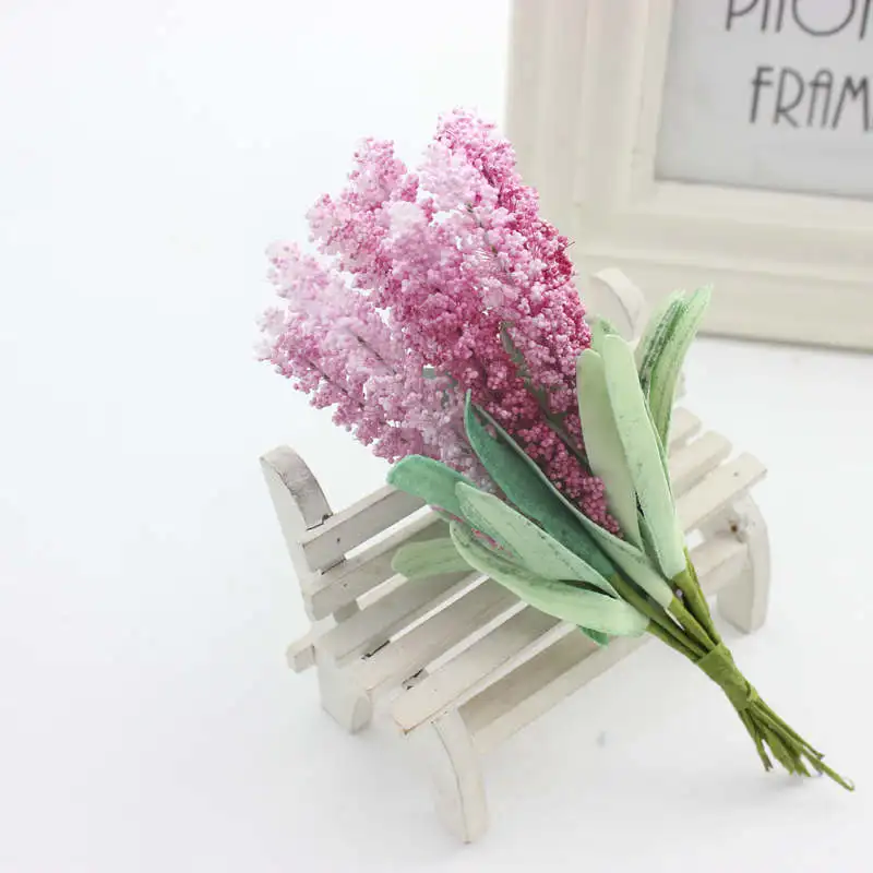 60 шт. (15 см/Большая пузырьковая Мини искусственная Лаванда Свадебные пучки ручная