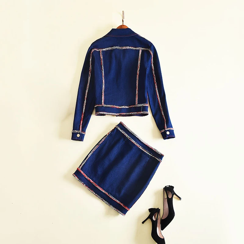Новые Мода 2017 Осень-зима дизайнер костюм комплект Для женщин Fringe Украшенные