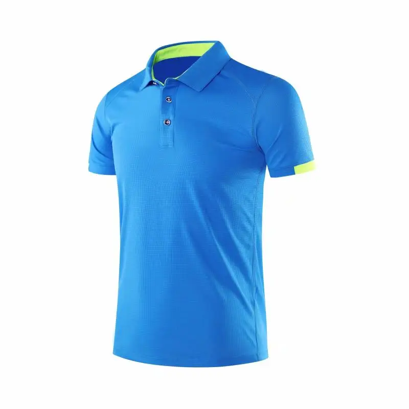 SY219 blue Быстросохнущая Футболка Поло для бега, Мужская теннисная футболка, баскетбольный спортзал, футболка для бега, бадминтон, Футбольная спортивная одежда, сделай сам - Цвет: SY219 blue