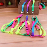 120cm nylon pet dog collar harness leash colorful rainbow soft walking harness lead durable safely traction rope