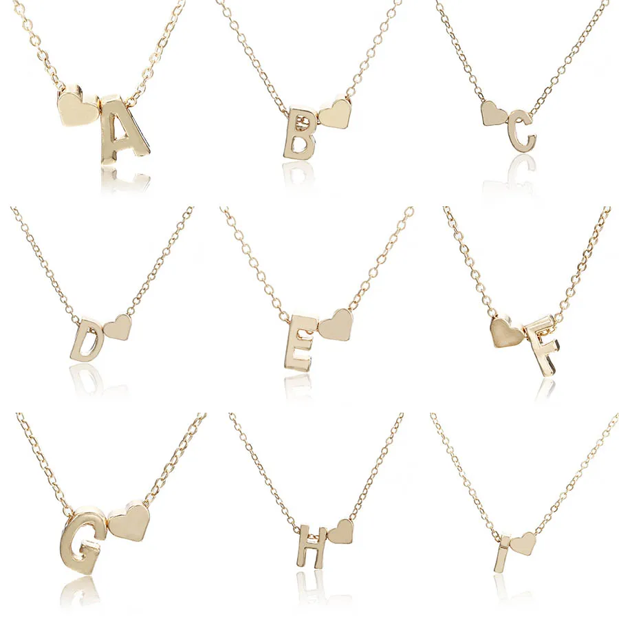 Tiny Dainty Heart Necklace Personalized Letter pendants Necklaces Name Jewelry for Women Choker Accessories Girlfriend Gift