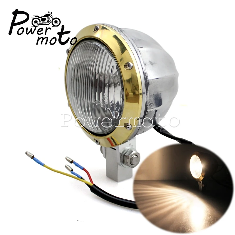 

4 "Emark E4 Винтаж фары 12 v 55/60 Вт HI/короче спереди и длиннее сзади) головка луча света для Chopper Cafe Racer Подставка-поплавок для Go скремблер Триумф XS650