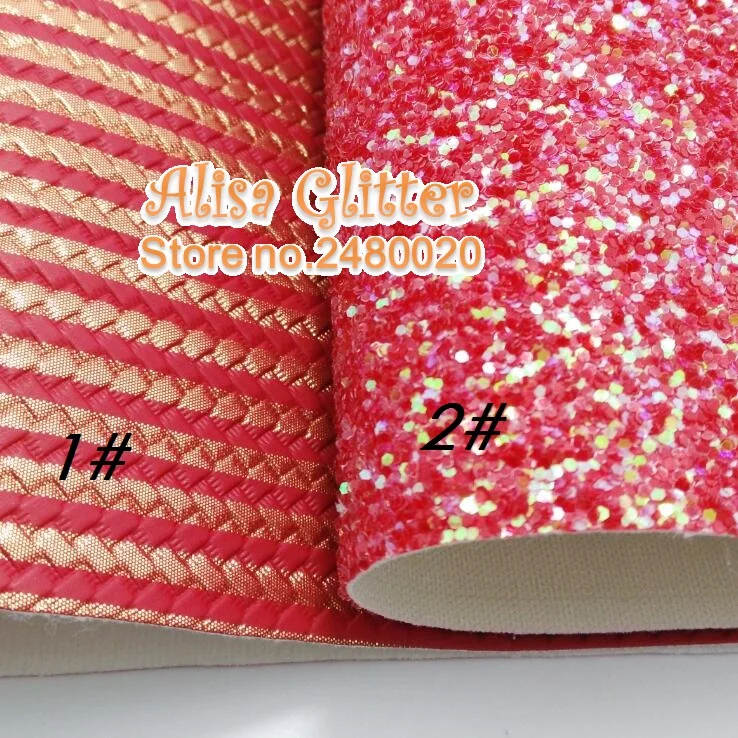 2 шт. 21x29 см красная кожа с принтом в полоску и блестками искусственная ткань для