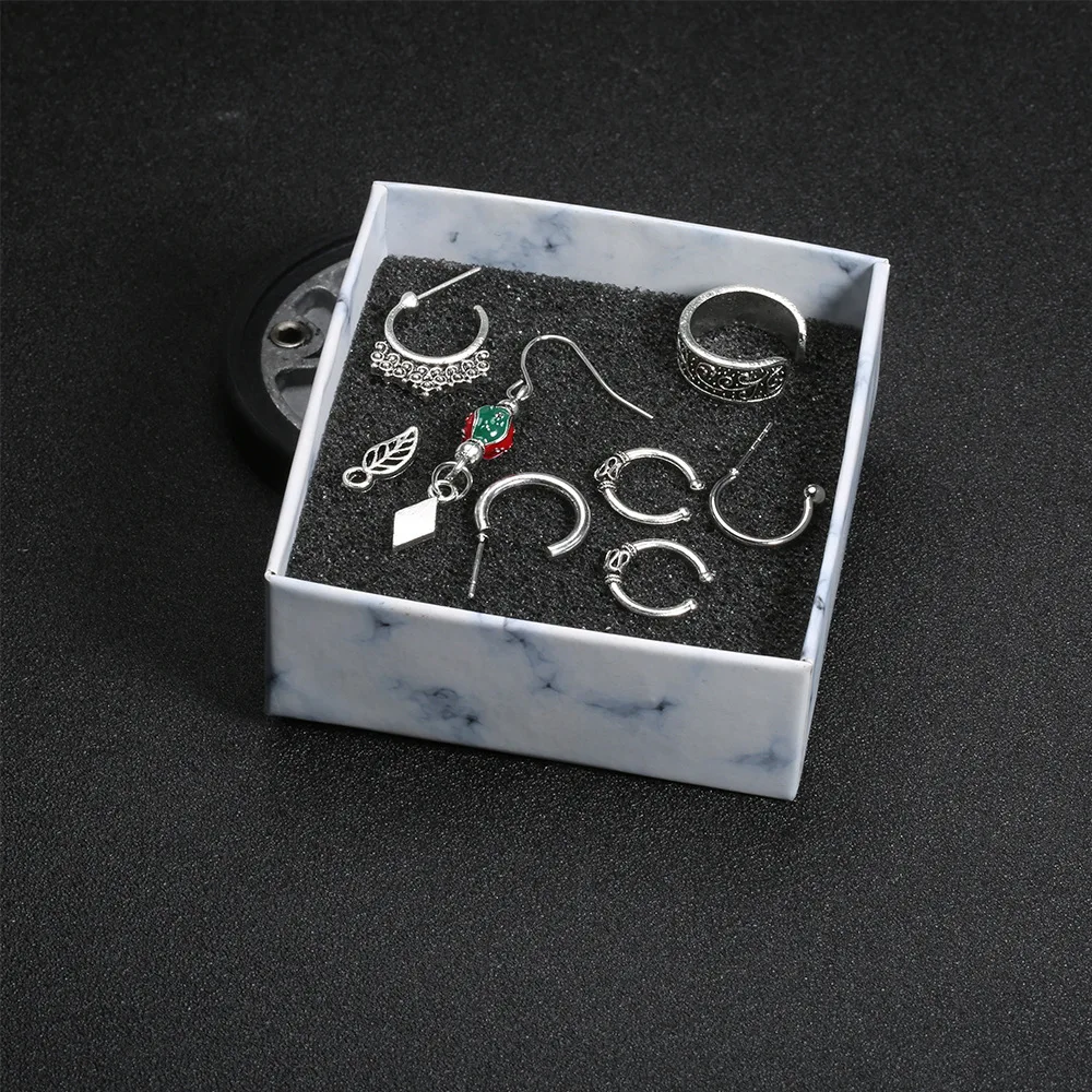 7 шт./компл. винтажные женские серьги-гвоздики в виде листьев ромб корона с