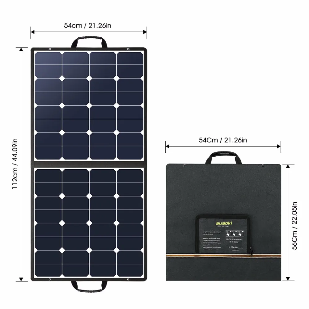 Suaoki 100W 18V 12V Панели солнечные Зарядное устройство Солнечной Мощность сотовый Портативный складная конструкция с двойной Выход 5 V/2A 18 V/5A для смартфонов ноутбуки