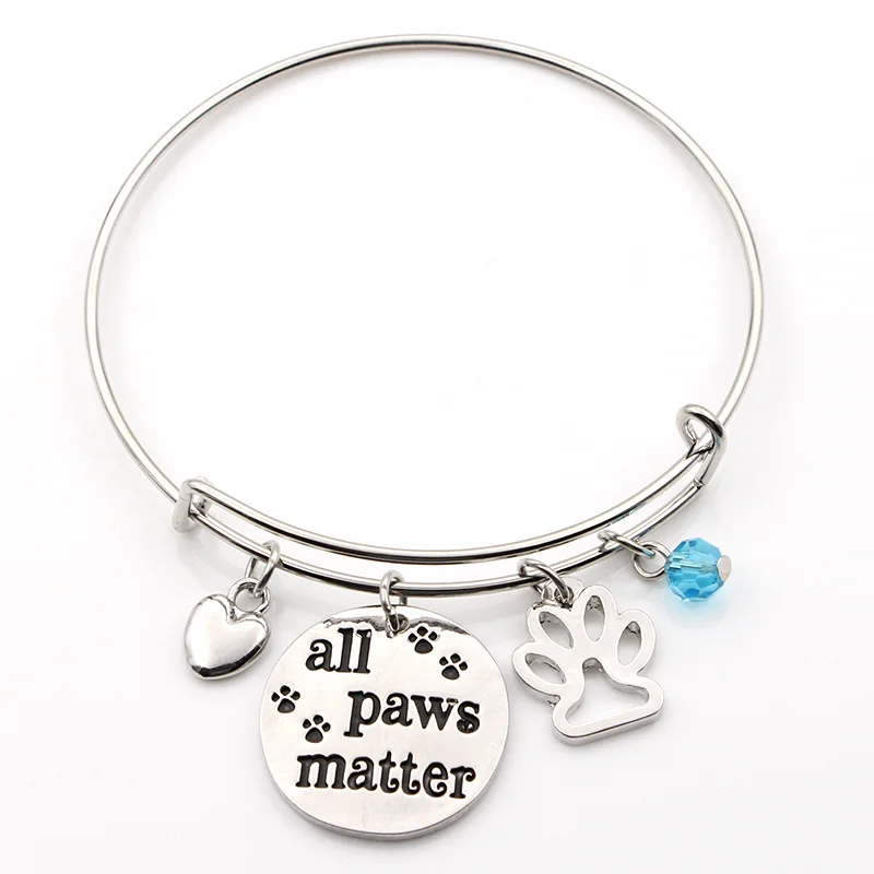 Винтаж Шарм DIY Браслеты Товары для собак отпечаток лапы Регулируемый Провода