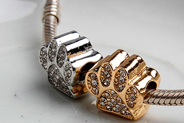 2 цвета простой стиль Хрустальный медведь лапа амулеты бусины подходят для