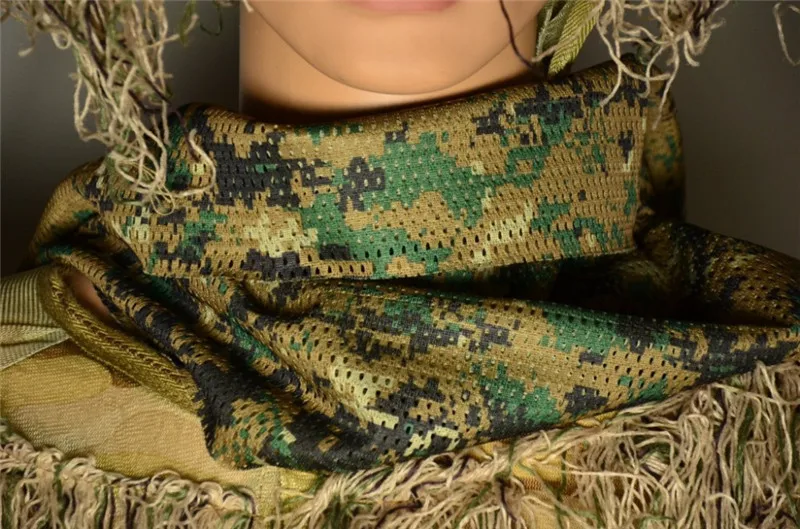Woodland Digital Хлопок Keffiyeh Шарф шемаг тактическая снайперская завеса сетка камуфляж шарф для страйкбола, пейнтбола, стрельбы, охоты, Wargame - Цвет: Woodland Digital