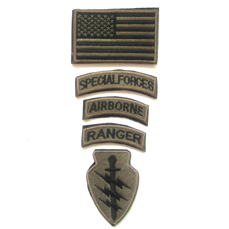 1 Sets SPECIAL FORCES RANGER AIRBORNE Military Tactical Embroidered American Flag Patch Cloth Badge Fabric Sticker For Clothes