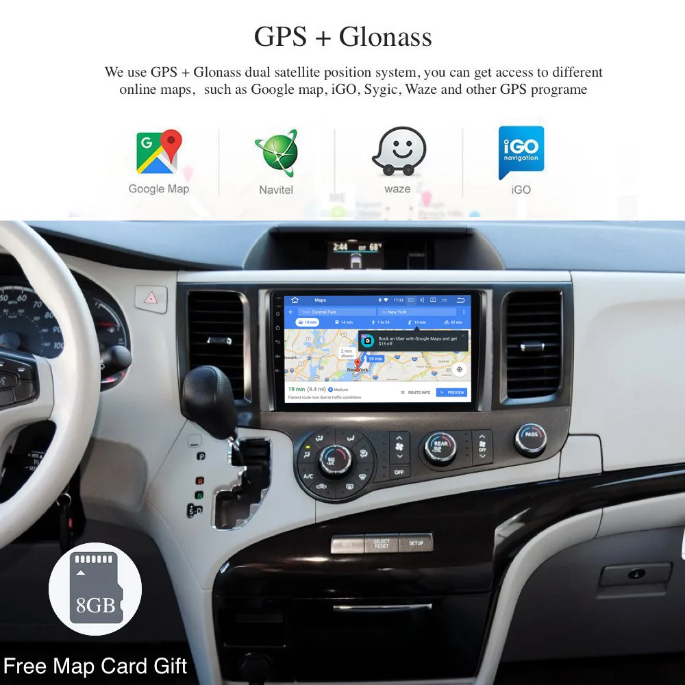 Android 9,0 1 din автомагнитола для Toyota Sienna XL30 мультимедиа 2010 2011 2012 2013 " 2.5D ips экран SWC carplay wifi BT 4G