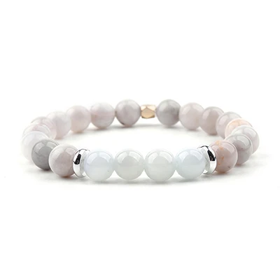 8mm Agate Браслет BOJIU 8 мм из натурального камня для женщин, Классический кварцевый агатовый браслет Howlite с бусинами, медный Самородок, женские вечерние ювелирные изделия BC273 - Окраска металла: 8mm Agate